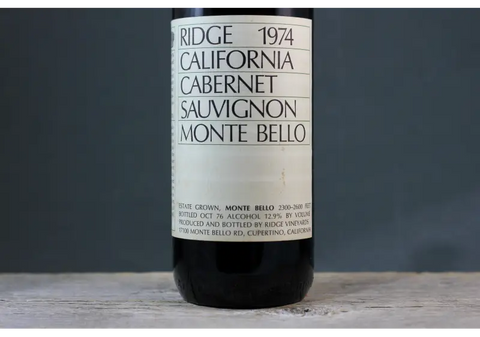1974 Ridge Vineyards Monte Bello - $400+ 750ml Cabernet Sauvignon California