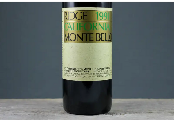1991 Ridge Vineyards Monte Bello Cabernet Sauvignon - $400 + - 1991 - 750ml - Cabernet Sauvignon - California