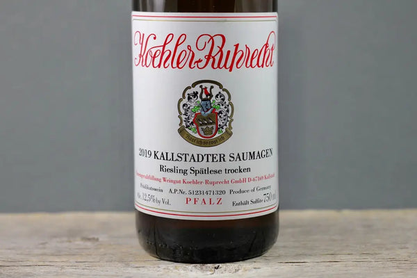2019 Koehler-Ruprecht Saumagen Riesling Spätlese Trocken - $40-$60 - 2019 - 750ml - Germany - Pfalz