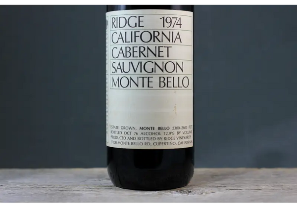 1974 Ridge Vineyards Monte Bello - $400 + - 1974 - 750ml - Cabernet Sauvignon - California