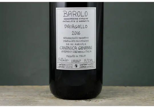 2016 Canonica Barolo Paiagallo 1.5L