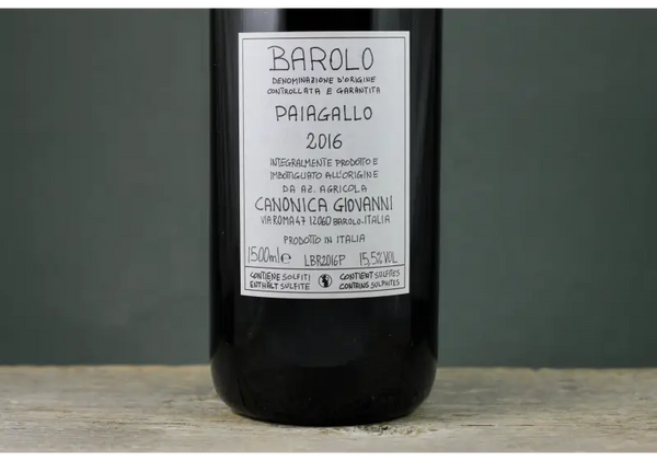 2016 Canonica Barolo Paiagallo 1.5L - $400 + - 1.5L - 2016 - Barolo - Italy