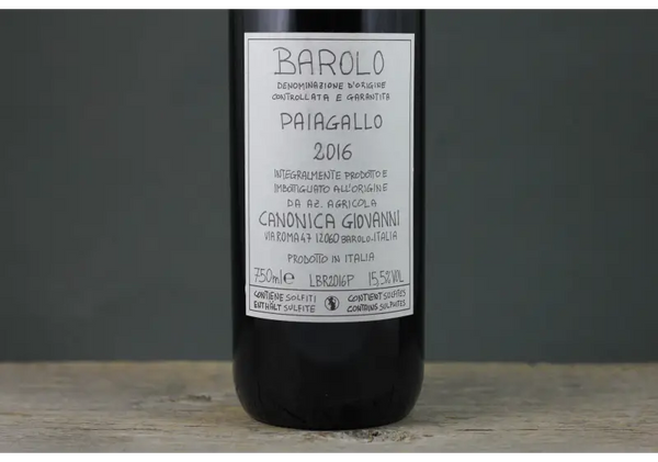 2016 Canonica Barolo Paiagallo - $200-$400 - 2016 - 750ml - Barolo - Italy