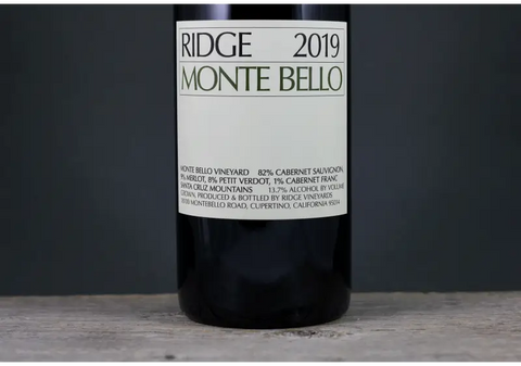 2019 Ridge Vineyards Monte Bello Cabernet Sauvignon 1.5L - $400 + 750ml
