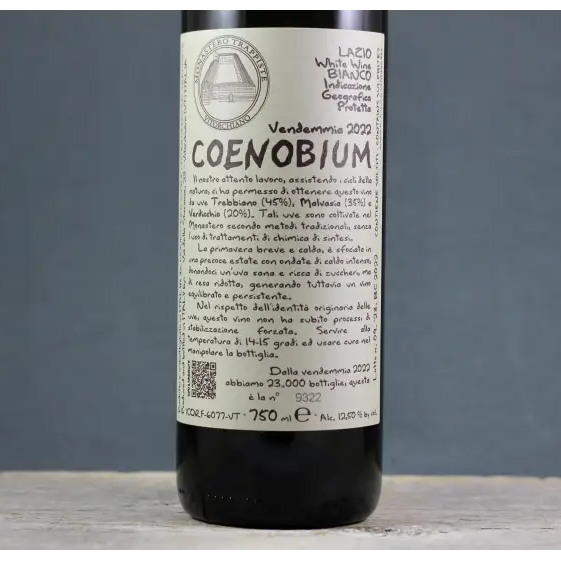 2022 Monastero Suore Cistercensi Coenobium - 2022 - 750ml - Italy - Lazio - Malvasia