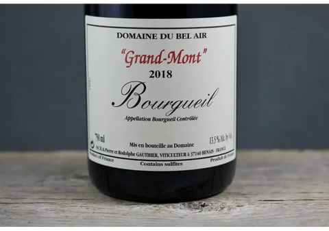 2018 Domaine du Bel Air Grand Mont Bourgueil (Gauthier) - $40-$60 750ml Cabernet Franc